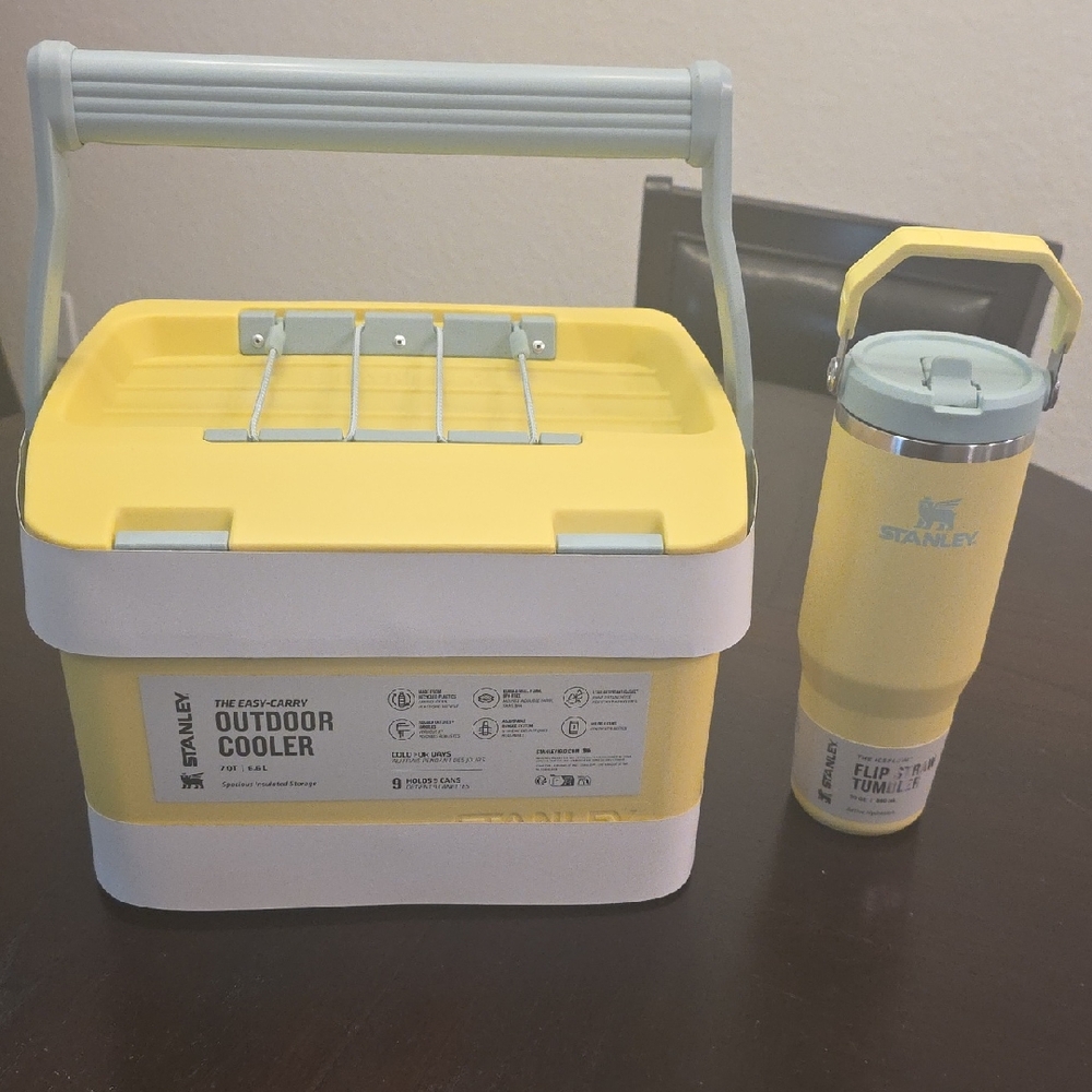 Brand New Stanley Yellow and White Cooler with Tumbler Set